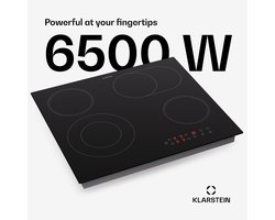 Klarstein glaskeramische kookplaat, inbouw kookplaat met 4 kookpitten, 6500 W elektrische kookplaat om te koken, moderne glaskeramische kookplaat, glaskeramische kookplaat met 4 kookvelden, elektrische inbouwkookplaat