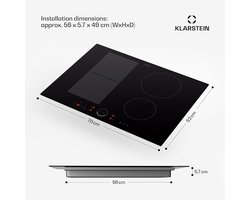 Klarstein Inductieplaat, 7000 W, elektrische kookplaat met inductie, inductiekookplaat, 4 pitten, kooktafels, ThermoBoost verwarmingsplaten, elektrisch fornuis voor keuken