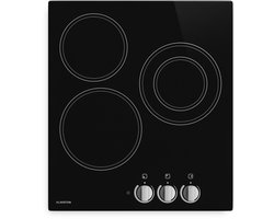 Klarstein keramische kookplaat - 45 cm glazen oppervlak, elektrische kookplaat met 3 zones en dubbele zone, draaiknoppen, 4700 W, restwarmte-indicator en kinderslot, makkelijk schoon te maken kookplaat