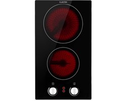 Klarstein Kookplaat Glaskeramische , Inbouwkookplaat met 2 Pits, 3000 W elektrische Kookplaat om te Koken, Moderne Glaskeramische Kookplaat, Glaskeramische Kookplaat met 2 Kookzones, Inbouw Kookplaat keramisch - Kookveld - 51 cm - voor Keuken