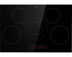 Klarstein Kookplaat keramische , fornuis met 5 kookvelden, 8200 W kookplaat, modern inbouwfornuis, elektrische kookplaat, elektrisch fornuis met boost functie, kookplaat voor de keuken, glaskeramische kookplaat 80 cm - 52 cm - voor Keuken