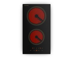 Klarstein Victoria keramische kookplaat - 30 cm retro elektrische kookplaat met 2 zones, 3000 W, touchbediening, timer, kinderslot en restwarmte-indicator, keramisch glazen oppervlak, compacte kookplaat voor in de keuken