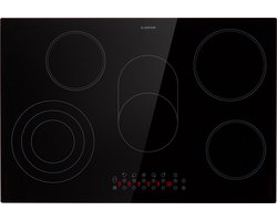 Klarstein Virtuosa 5 Glaskeramische Kookplaat - Autonoom - 77 Cm - 5 Zones: 8200 Watt - 5 Kookzones Met Flexzone - 9 Standen - Timer - Frameloos - Kinderslot - Overhittingsbeveiliging - Panherkenning - Touchbediening - Veilig Koken - Zwart