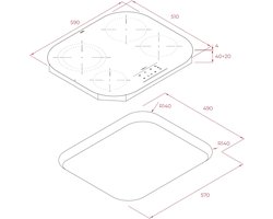 Kookplaat 4 zones 59 cm glaskeramiek
