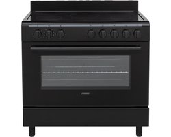 Proff FSVC-9060BL keramisch vrijstaand fornuis Zwart 90CM breed met heteluchtoven