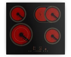 Quvo® Elektrische Kookplaat 4 Pits - Elektrische Fornuis - Elektrische Kookplaat Vrijstaand - 4 Kookzones - Kinderslot - Zwart - ‎52cm x 59cm x 6cm