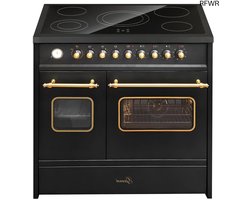 RFWR® Elektrisch staand fornuis 90 cm met dubbele oven en keramische kookplaat