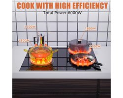 RFWR® Keramische Kookplaat 60 cm met 4 Branders en Touch-Bediening