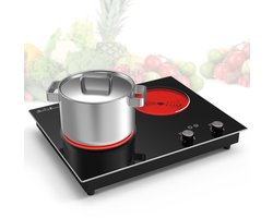 SnelShoppen - Dubbele Keramische Kookplaat 220V 3520W 2-pits Elektrische Kookplaat met Touchbediening, 9 Verwarmingsniveaus, 4-uurs Timer & Kinderveil