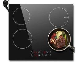 WNHB® Elektrische Kookplaat 4 Pits – Keramische Inbouw Kookplaat met Stekker – Vrijstaand en Inbouwbaar – Zwart