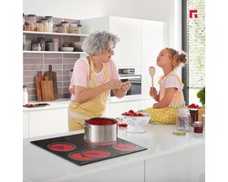 Zwarte Glaskeramische Kookplaat met 4 Zones, 6600W, 9 Vermogensstanden, Kinderslot en Timer