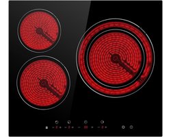 Zyrex® Elektrische Kookplaat 4 Pits - Elektrische Fornuis - Elektrische Kookplaat Vrijstaand - 4 Kookzones - Kinderslot - Zwart - 52cm x 60cm x 6cm