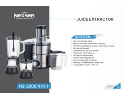 4-in-1 Juicer Machine 900 W met RVS Blades en Brede Vulschacht – Elektrische Juicer voor Groenten en Fruit, 3,5 L