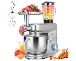 6-in-1 staande mixer 8,5 QT zilver - Multifunctionele keukenhelper