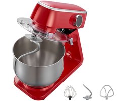 7,4 L Elektrische Standmixer, 1800W Keukenmixer met 10 Snelheden, Kantelbaar Kopontwerp, Roestvrijstalen Kom, Deeghaak Garde en Klopper voor Bakken, Mixen, Kloppen en Kneden, Zilver