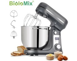 Aafinity Keukenmachine - Keukenmixer - Keukenmachine mixer - Zwart - 1200W - Stille motor - 6L RVS Kom - Met verschillende opzetstukken