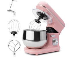 Aura® Mixer met Mengkom - Keukenmachine - Deegmixer - Inclusief Deeghaak en Garde - Roze- ‎21 cmx 35 cmx 32 cm