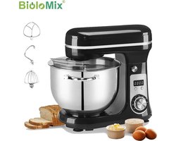 BioloMix - Deegmachine - Keukenmixer 6 Liter - Kneedmachine - Keukenmachine 1200w - 4KG - RVS - Zilver
