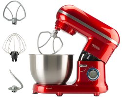 Bourgini Classic Kitchen Chef Keukenmachine - 4.5L Mengkom - Keukenmixer - Keukenrobot - 1300W- Rood