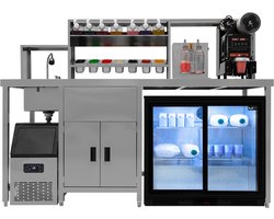 Bubble Tea Werkstation Boba Schuifdeur Koelkast Ijsmaker Shaker Bekersealmachine