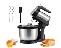 CHIWIN Keukenmachine - Multifunctionele keukenmachine 1000 W – 4 L RVS-mengkom, 5 snelheden, afneembare garde/stab voor kneden/kloppen