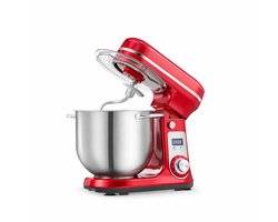 CYRO - Deegmachine - Kneedmachine - Elektrische Deegmixer - Keukenmachine - 6L - 6 Versnellingen - RVS - Stille Motor - Rood