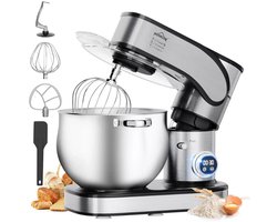 Homelux - Keukenmachine 12L – 2500W Krachtige Deegmixer met LED Touchscreen – Kneedmachine met RVS Kom & 3 Opzetstukken – Professionele Mixer voor Brood, Deeg, Taart – Hamurmakinesi - Deegmachine