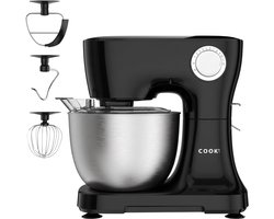Keukenmachine Plus - Keukenrobot - Foodprocessor met 12 standen - Keukenmixer met RVS kom - Drie Opzetstukken - 4,5L - COOK-IT