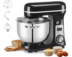 Keukenmixer - Deegmachine - Keukenmachine - Deegmixer - Kneedmachine - 6L - 4Kg - 1200W - RVS - Zwart