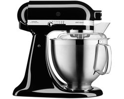 KitchenAid keukenmachine - Artisan - Keukenrobot met 5 accessoires uit roestvrij staal en schenkschild - 300 W - 4,8 L - Onyx zwart