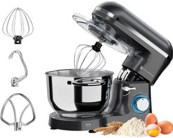 KitchenBrothers 2000W Keukenmachine - Keukenrobot - 6,2L - Mixer met Mengkom - Keukenmixer - Antraciet