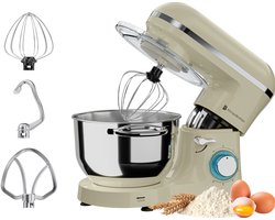 KitchenBrothers 2000W Keukenmachine - Keukenrobot - 6,2L - Mixer met Mengkom - Keukenmixer - Champagne
