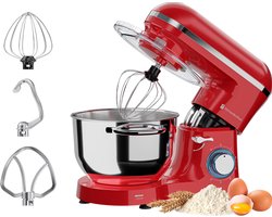 KitchenBrothers 2000W Keukenmachine - Keukenrobot - 6,2L - Mixer met Mengkom - Keukenmixer - Rood