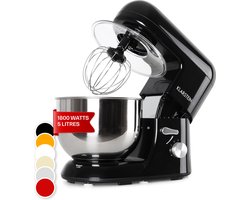 Klarstein Bella Nera - Keukenmachine - Mixer, Kneedmachine - 1200 W - 1.6 HP - 5.2 Liter - 6 Snelheden - Roestvrijstalen Kom - Zwart