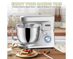 Krachtige Keukenmachine 1800 W met 7,2 Liter Roestvrijstalen Kom, 6 Snelheden en Geluidsarme Kneedfunctie