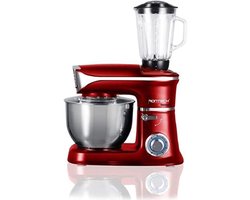 Multifunctionele keukenrobot met glazen blender en roestvrijstalen kom