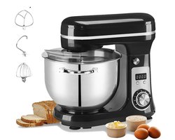 Mygroot - Deegmachine - Mixer met kom - Keukenmixer 6 Liter - Kneedmachine Keukenmachine 4KG RVS - Deegmixer Zwaar Deeg - Zwart