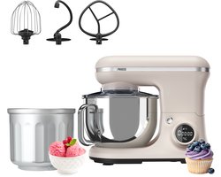 Princess 220138 2-in-1 Keukenmachine en IJsmachine in één - 1200W - 5 liter RVS mengkom - Gratis meegeleverde IJskom voor 1,4 liter ijs - Keukenrobot - Foodprocessor