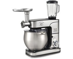 Royal Swiss Keukenmachine 10L XXL – 2000W Krachtige Standmixer – 3-in-1 met Vleesmolen & Glazen Blender – 6 Snelheden + Pulse – RVS Mengkom