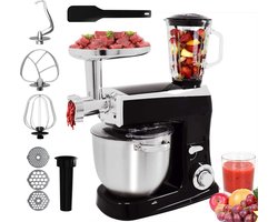 Royalty Line® PKM2100BG 3 in 1 Keukenmachine - 7.5 L Keukenrobot - Krachtig 2100W Foodprocessor - Keukenmixer Met Blender & Vleesmolen - Zwart
