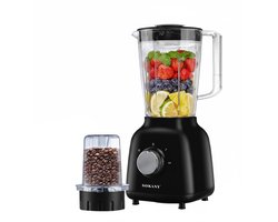Sokany, Multifunctionele Blender Mixer 2-in-1 500W 1.6L met Maalmolen, Zwart