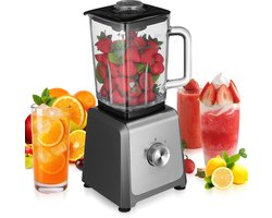 Staande Blender 1.6L -6 Messen voor IJs & Smoothies - Glazen Kan |-Keukenmachine voor Sappen, Soepen & Sauzen