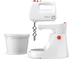 Tesla MX501WRB - Handmixer met Mengkom - Keukenmixer - 5 snelheden + Turbofunctie - 500 w - 3L - Kloppers, Deeghaken & Garde