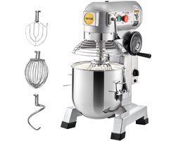 VEVOR Keukenmachine, Commerciële Kneedmachine met 15qt Rvs Kom, 850w Zware Elektrische Keukenrobot met 3 Snelheden 113/184/341rpm, Deeghaak Klopklopper Inbegrepen, Staande Mixer voor Bakkerij Pizzeria