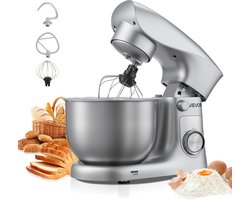 VEVOR Staande Mixer/Keukenmachine voor Bakken, 1500w Deegmixer met Roestvrijstalen Kom (4,2L) & Deeghaak & Klopper & Garde, 10 Snelheden Kantelbare Mixer
