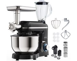 Vivid Green 2000W Keukenmixer - 6.2L - Keukenmachine - Keukenrobot - Mixer met Mengkom – Gehaktmolen en Blender – Zwart