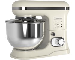 Westinghouse Retro Standmixer - 1200W - Keukenmachine 5L Mengkom - Keukenrobot - Keukenmixer - Foodprocessor - Beige