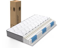 Matras 90x200 cm - Matras met individuele veren - Hardheidsgraad H3 - 1000 veren - Lyocell-stof - 7-zone ondersteuning