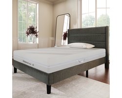 OKWISH Matras 90x200cm - 7-Zones Koudschuim - Wendbaar Met Rondomrits Wasbare Hoes - Anti-Slip Onderzijde - Schuim - Wit - Zonder Matras