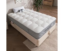 STILVORA Matras 90x200 cm – Orthopedische 7-zone Pocketvering Met Koudschuim – H3 Middelfirm – Ventilerend & Anti-allergisch, 20 cm Hoog – Polyester – Wit